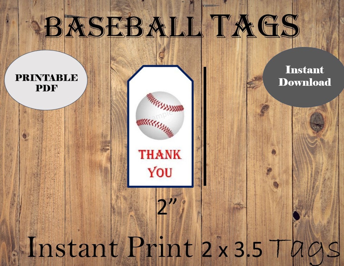 BASEBALL Tags Printable/ Instant Download/ Baseball Party Tags