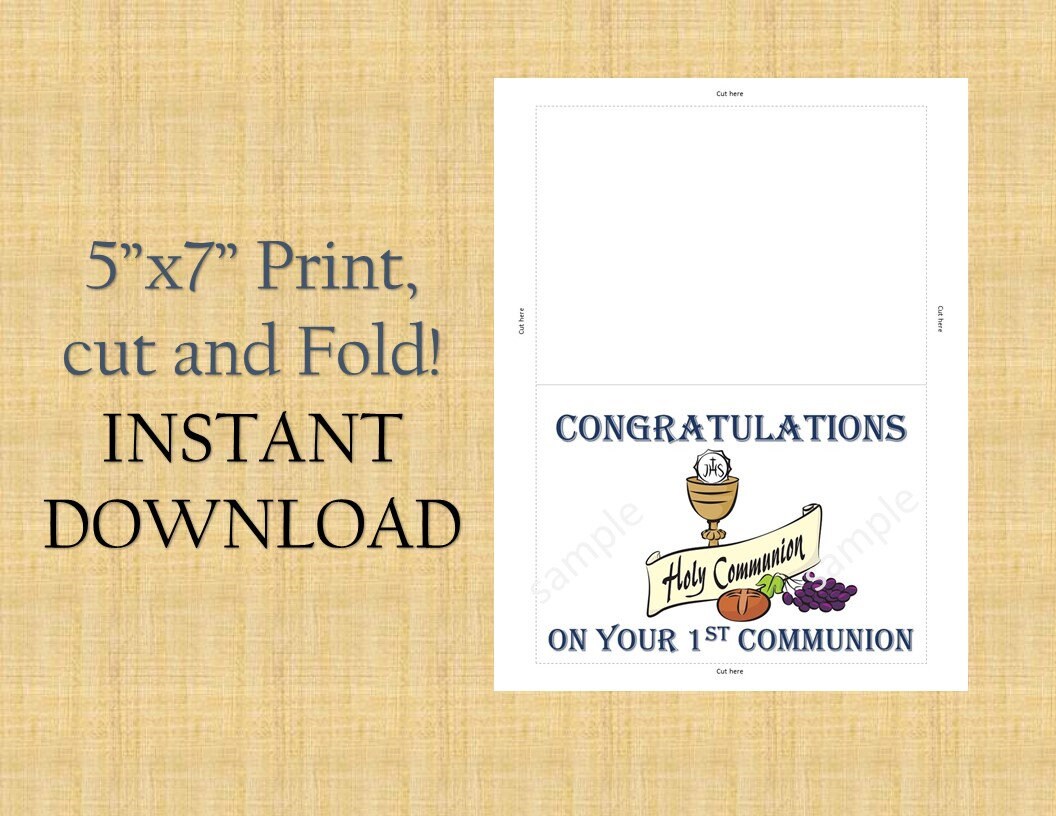First Communion Card/ Instant Download / 1st Communion Printable Card ...