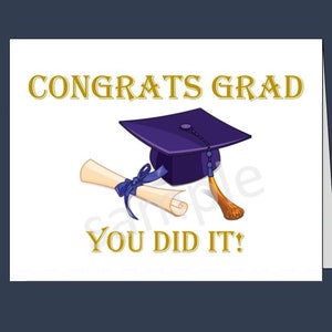 Carte de GRADUATION imprimable/Téléchargement instantané/Félicitations Grad/cadeau diplômé/obtention du diplôme collégial/diplômé du secondaire/carte de félicitations