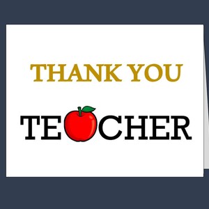 Teacher Thank You Card/ Printable thank you cards/ Instant Download/ 5X7 card/ 4.25x5.5 card/pdf/ Teacher gift/ Teacher appreciation