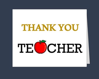 Teacher Thank You Card/ Printable thank you cards/ Instant Download/ 5X7 card/ 4.25x5.5 card/pdf/ Teacher gift/ Teacher appreciation
