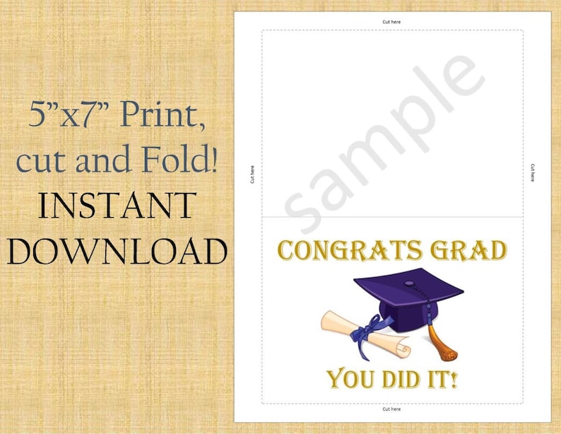 Printable GRADUATION Card, College High School Graduation, Congrats ...