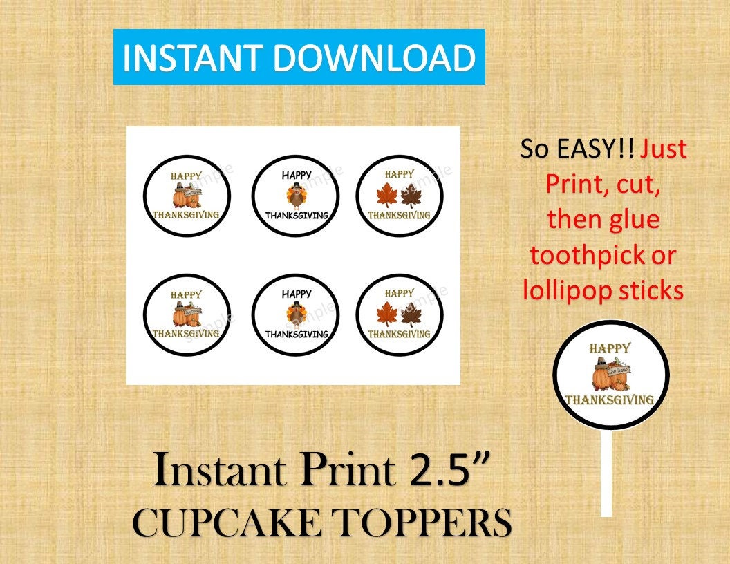 Thanksgiving Cake Topper, Happy Thanksgiving, Printable Cake Topper ...