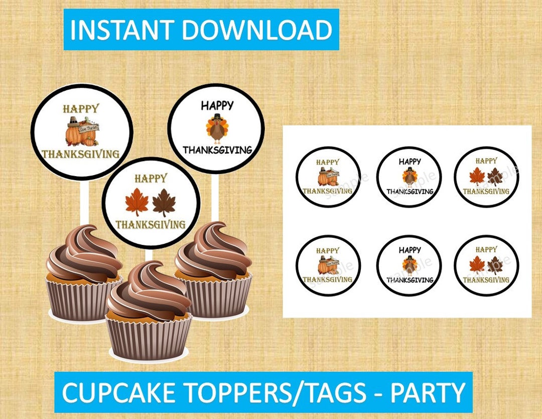 Thanksgiving Cake Topper, Happy Thanksgiving, Printable Cake Topper ...