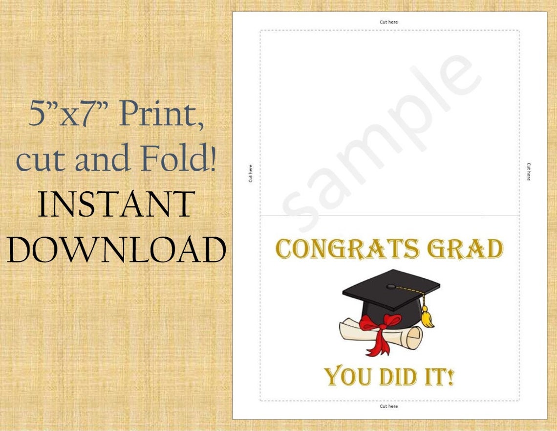 Printable GRADUATION Card, College High School Graduation, Congrats ...