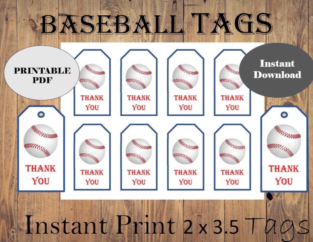 BASEBALL Tags Printable/ Instant Download/ Baseball Party Tags BASEBALL Tags Printable/ Instant Download/ Baseball Party Tags