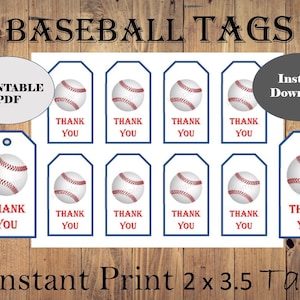 BASEBALL Tags Printable / Instant Download / Baseball Party Tags / Baseball Party Gunst / Baseball Geschenk Tags / Printable Baseball danke