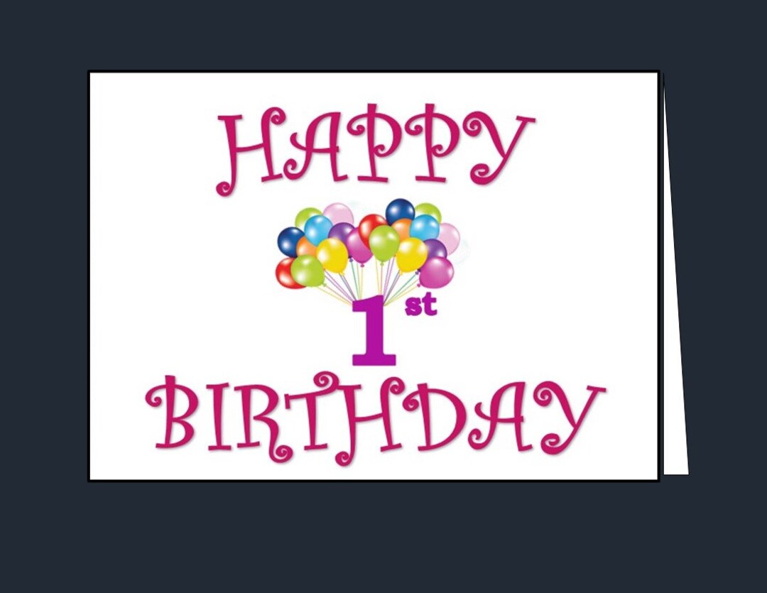 Happy 1st Birthday Card, Printable 1st Birthday Card, Happy First ...