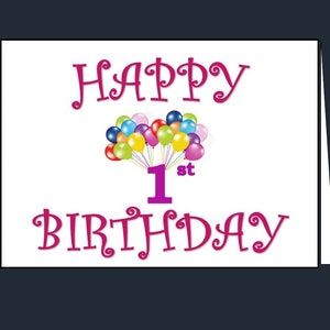 Happy 1st Birthday Card, Printable 1st birthday card, Happy First Birthday, Instant download, Birthday card, year 1, first year