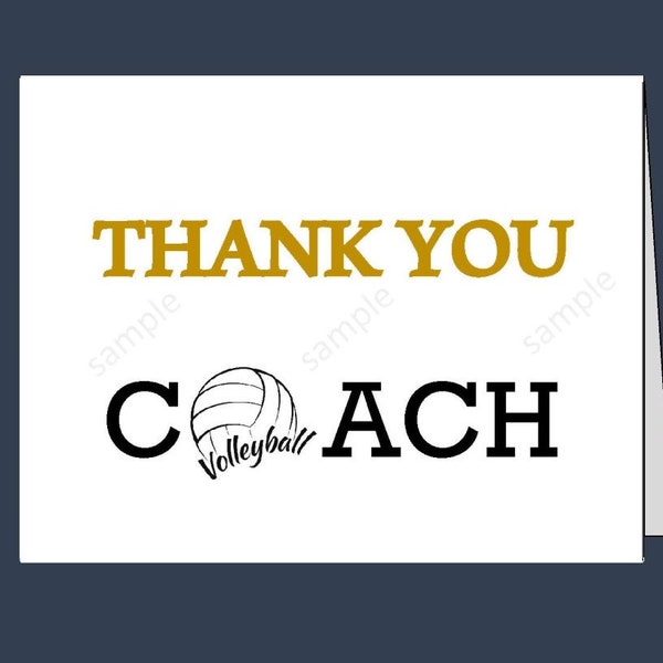 Volleyball Thank You Card / Printable thank you cards/ Instant download /Volleyball Coach/ pdf/ Volleyball Thank you coach / coach gift