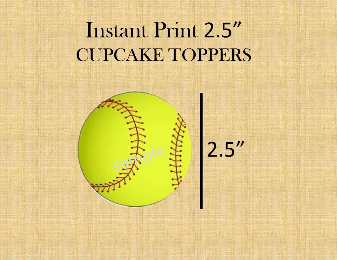 Softball CUPCAKE Topper INSTANT DOWNLOAD/ Printable Cake Topper Tags/ Softball Decor/ Printable