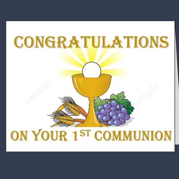 First Communion card/ Instant download / 1st communion printable card/  1st Holy Communion / Congrats/ catholic/ lutheran