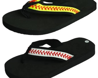 New! Softball or Baseball Sandals Shoes Flip Flop Thongs
