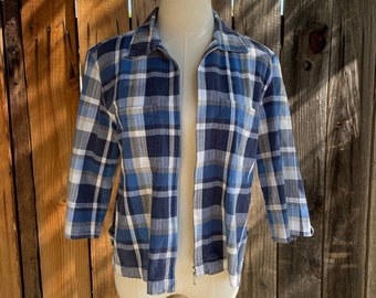 Vintage 1990s Lemon Grass Blue Plaid Lightweight Jacket