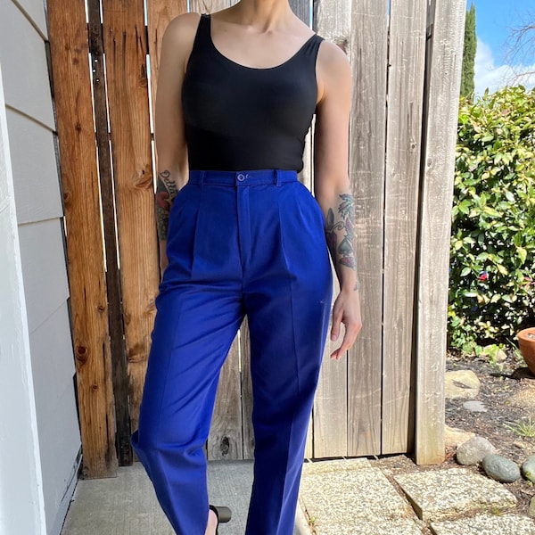 Vintage 1980s Levi’s Sportwear Cobalt Blue High Waisted Slacks, 26” Waist