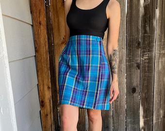 Vintage 1990s Casual Corner Plaid Skirt