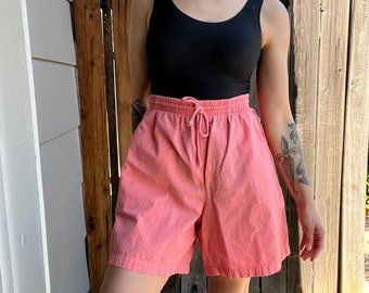 Vintage 1990s Pink Stretch Waist, Drawstring Shorts, Size Large