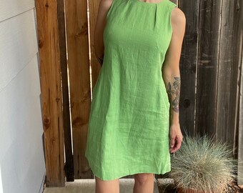 lime green linen dress