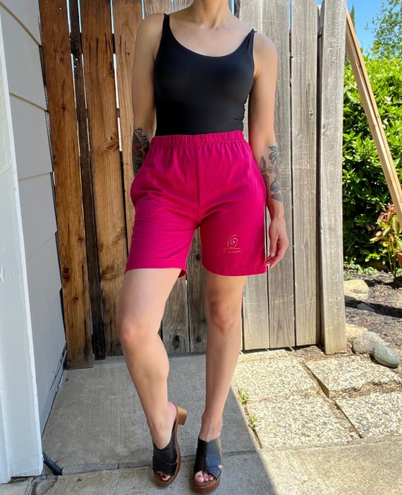 Vintage 1990s Pink Stretch Waist Shorts, Size Smal