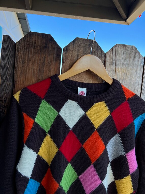 Franklin Marshal Rainbow Diamond Knit Sweater, Si… - image 8