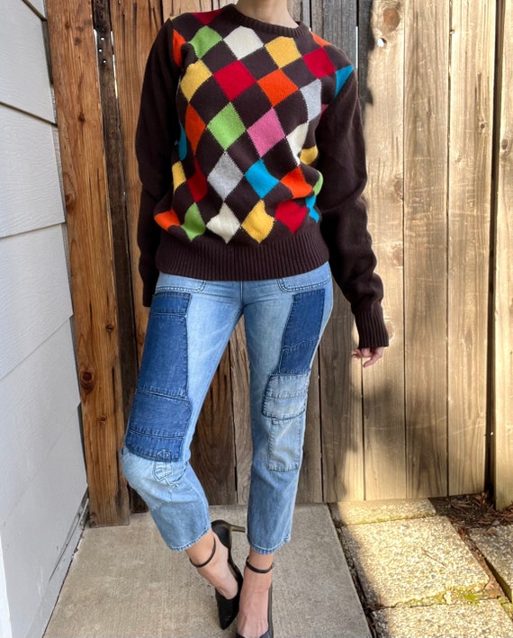 Franklin Marshal Rainbow Diamond Knit Sweater, Siz