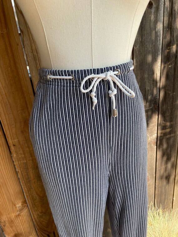 Vintage Striped Tailored Trousers| 90s Wool blend red striped high waisted pants