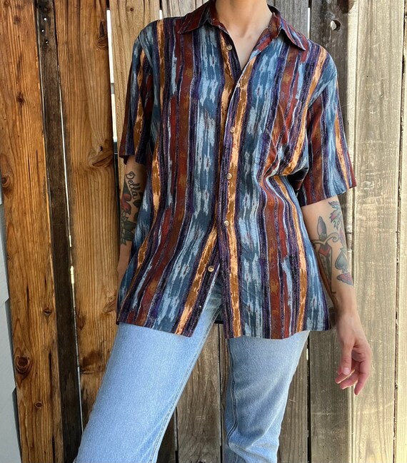 Vintage 1990s Feldini Striped Button Down Shirt, S