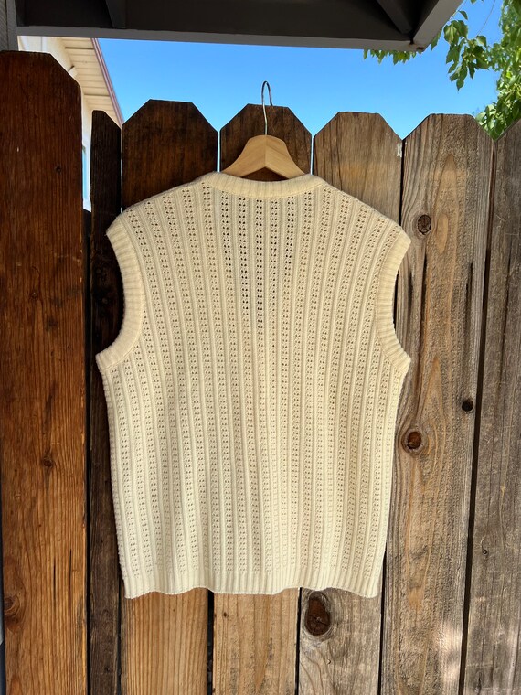 Vintage Hand Knit Cream Color Vest - image 9