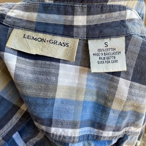 Vintage 1990s Lemon Grass Blue Plaid Lightweight Jacket image 5
