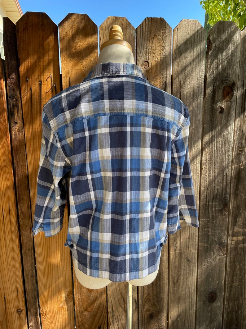 Vintage 1990s Lemon Grass Blue Plaid Lightweight Jacket image 4