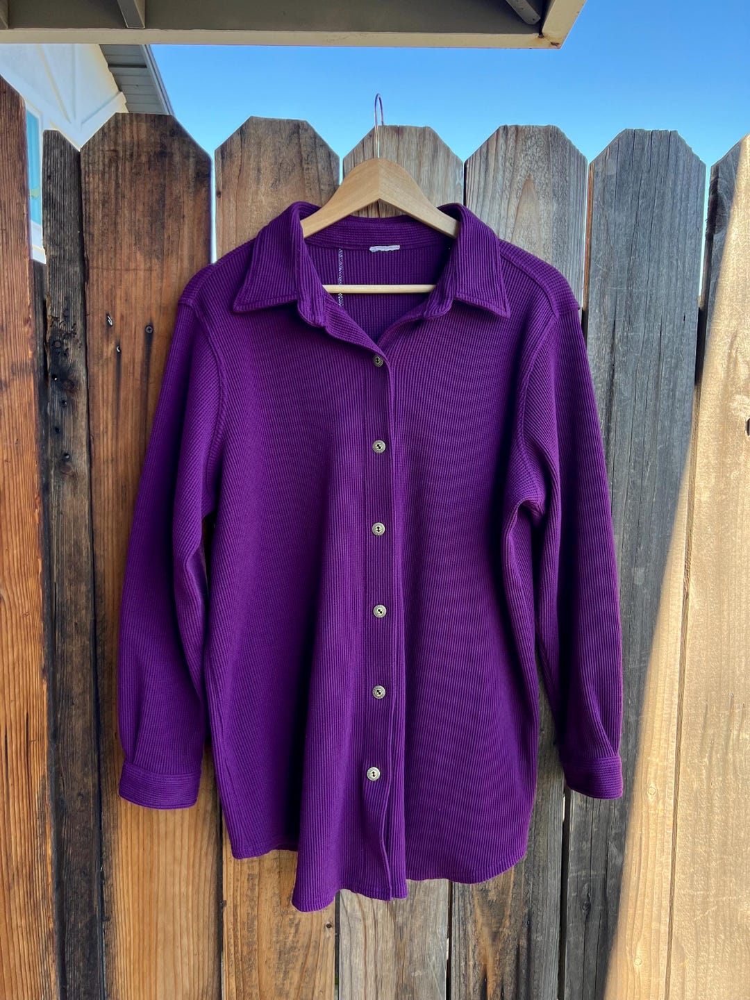 Waffle-Knit Color Block Snap Down Shacket
