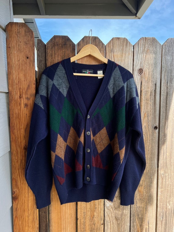 Vintage the Italian Sweater Company Argyle Knit Ca