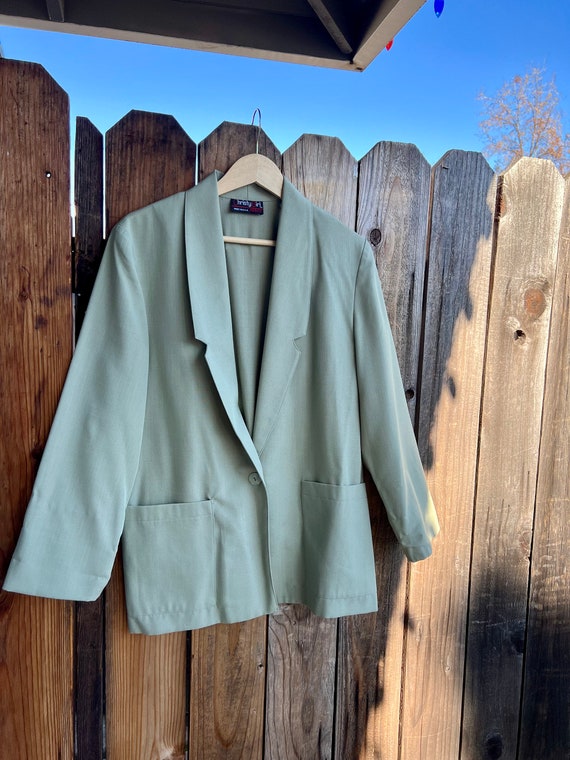 Vintage 1990s Christy Girl Green Lightweight Blaz… - image 8