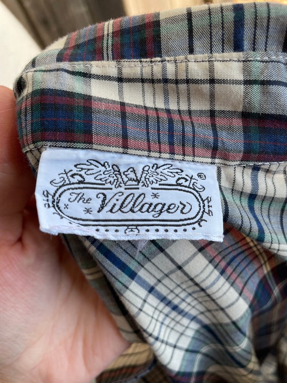 Vintage 1970s the Villager Plaid Button Down Blou… - image 5