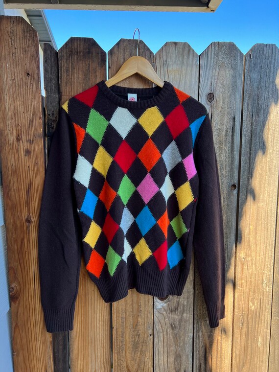 Franklin Marshal Rainbow Diamond Knit Sweater, Si… - image 7