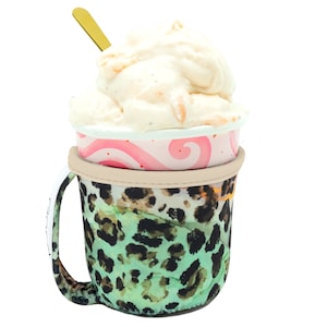 Green Ice Cream Cozy| Green Cozy | Ice Cream Sleeve With Handle | Ice Cream Pint Insulators|Pint Size Ice Cream Holder| Emerald Jungle