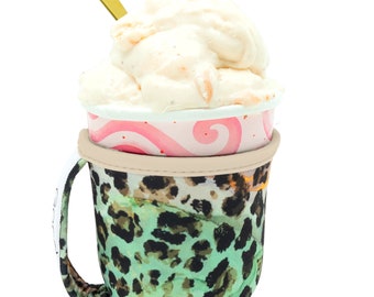 Green Ice Cream Cozy| Green Cozy | Ice Cream Sleeve With Handle | Ice Cream Pint Insulators|Pint Size Ice Cream Holder| Emerald Jungle