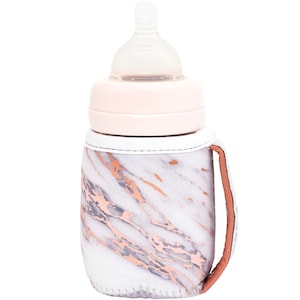 Baby Bottle Wrap - Baby Bottle Holder - Bottle Holder - Bottle Wrap - Baby Gift - Baby Bottle Cover - Bottle Cozy - Medella Rose Gold Marble