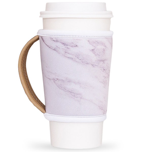 Marble Coffee Sleeve| White Cozy| Coffee Sleeve With Handle | Beverage Insulators|Coffee Sleeves | Reusable Cup Cozy| Coffee Cozy