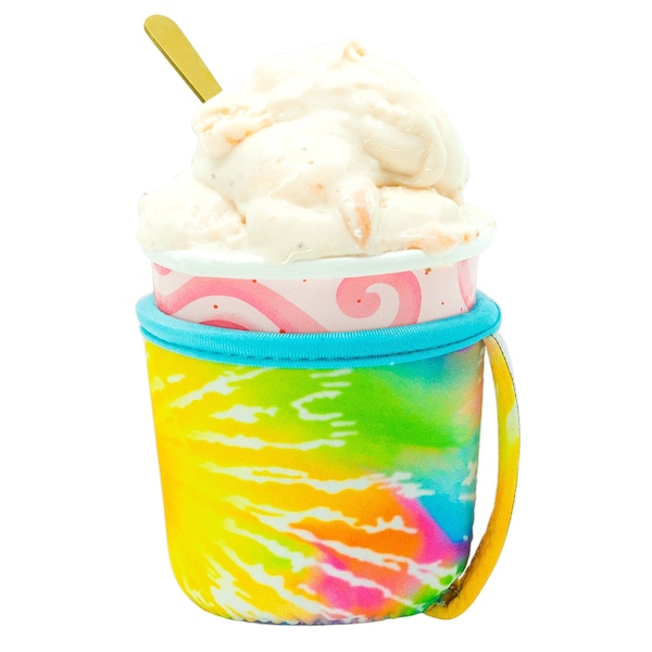 Ice Cream Cozy| Tie Dye Cozy | Ice Cream Sleeve With Handle | Ice Cream Pint Insulators|Pint Size Ice Cream Holder| Sunflower Tie Dye