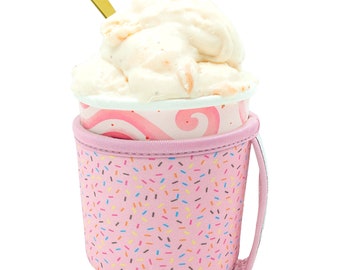 Sprinkles Ice cream pint sleeve |Pink Cozy |Ice cream cozy|Beverage Insulators|Ice cream insulator Sprinkles