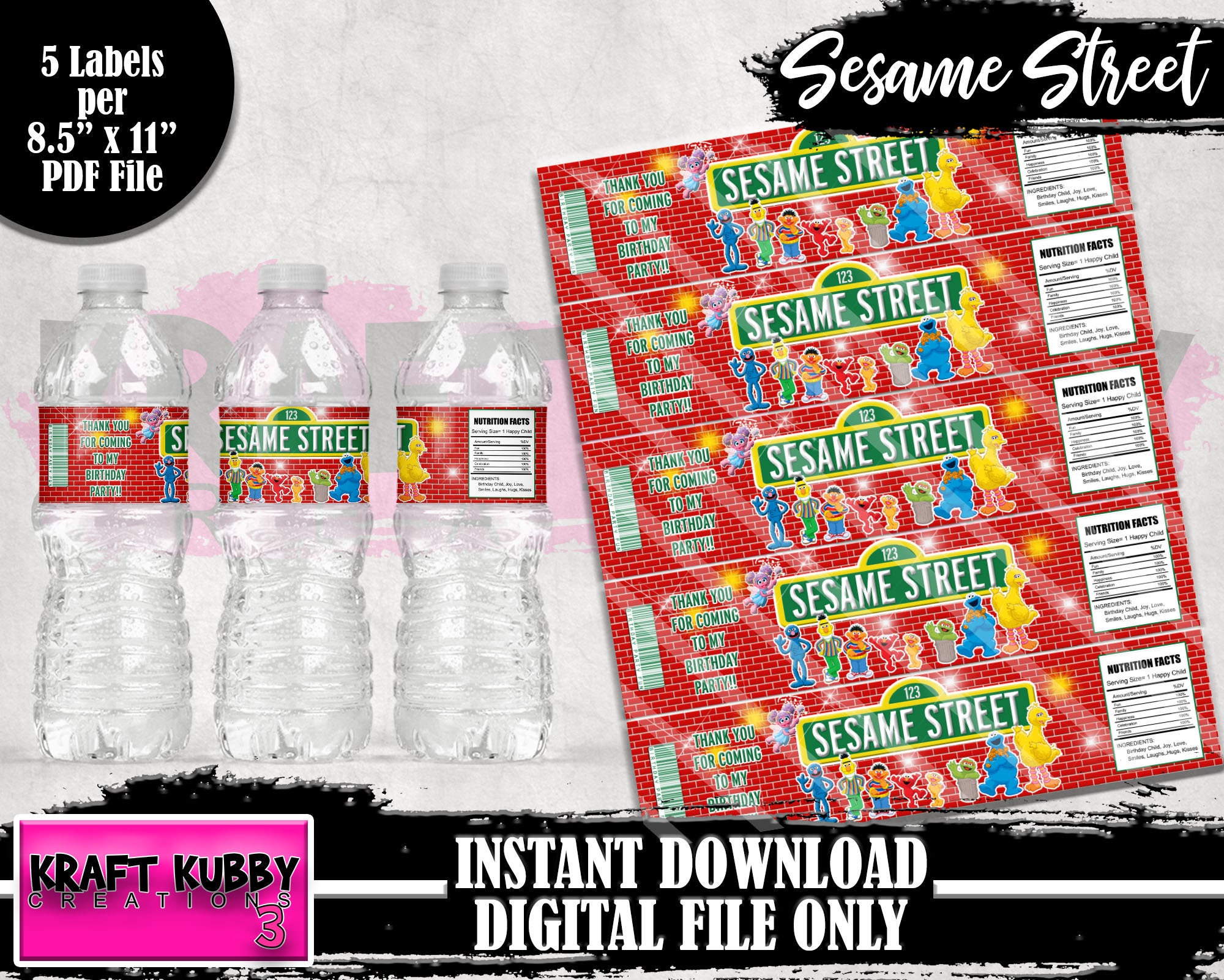 INSTANT DOWNLOAD | Digital Only | Water Bottle Labels Template | Part…