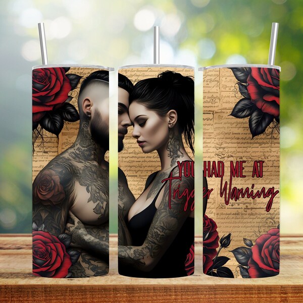 Dark Romance Sublimation wrap bookish tumbler design dark romance trigger warning 20oz tumbler seamless tumbler straight design sublimation