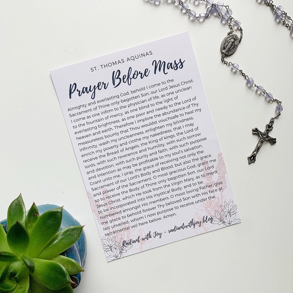 Prayer Before Mass, Prayer After Mass, Catholic Prayer Card, Confirmation Gift, Digital Download