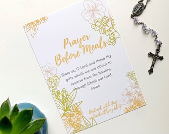 Prayer Before Meals, Prayer After Meals | Catholic Prayer Card | Holy Communion Gift | Kitchen, Dining Room Art, Décor, Digital Download