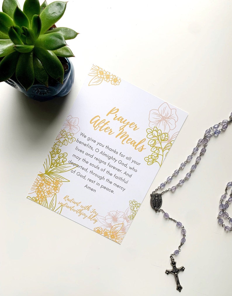Prayer Before and After Meals Prayer Card // Instant Download | Etsy