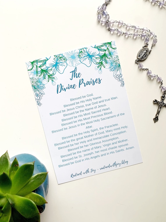 The Divine Praises Prayer Card // Instant Download - Etsy