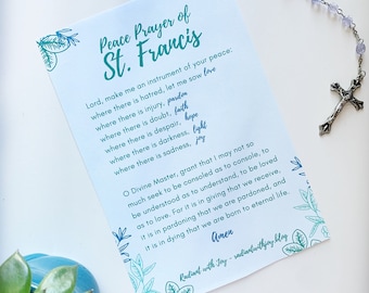 Peace Prayer of Saint Francis | Catholic Prayer Card | Great Gift for Confirmation, RCIA, Franciscan | Digital Download