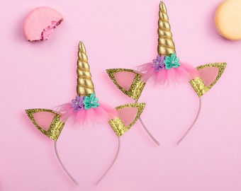 Unicorn Horn Headdress Decor Hairband Headband Kids Birthday Party Fairy LS3