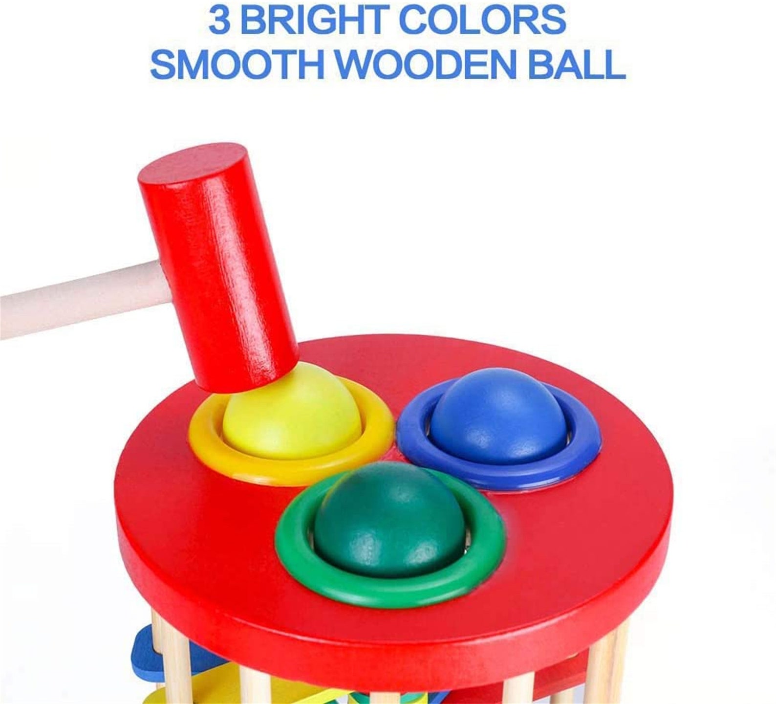 Wooden Ball Drop Toy Kids Pounding Bench Hammer Pound Roll Etsy